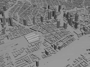Frankfurt city Germany 60km 3D Model