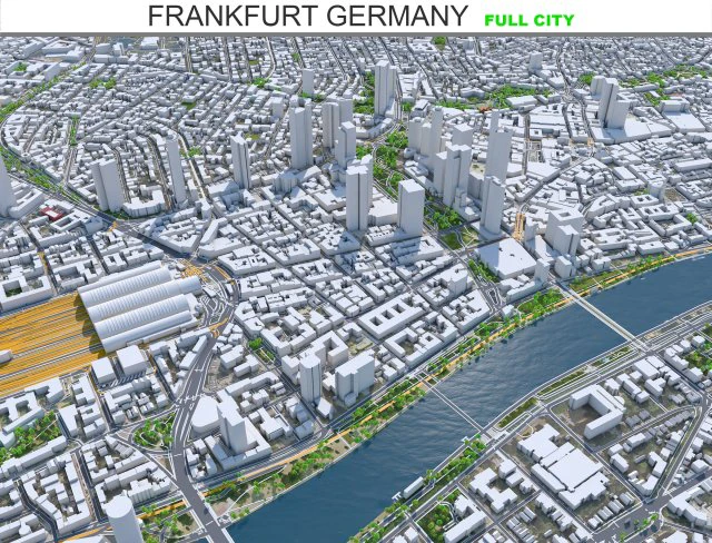 Frankfurt city Germany 60km 3D Model .c4d .max .obj .3ds .fbx .stl .blend 