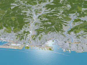 Genoa city Italy 50km 3D-Modell