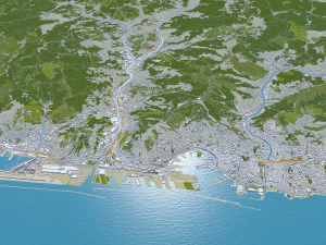 Genoa city Italy 50km 3D Model
