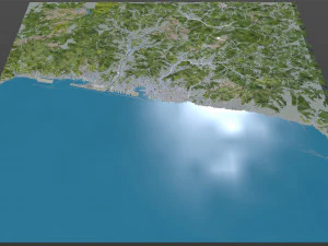 Genoa city Italy 50km 3D Model