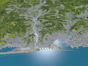 Genoa city Italy 50km 3D Model