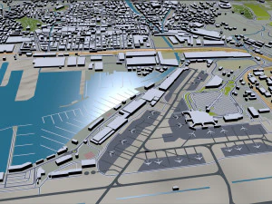 Genoa city Italy 50km 3D Model