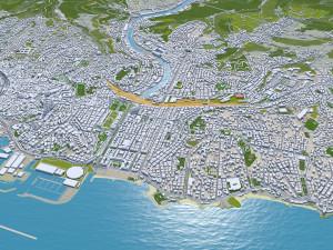Genoa city Italy 50km 3D-Modell
