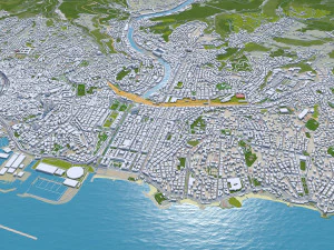 Genoa city Italy 50km 3D Model