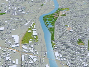 Grand Rapids city Michigan USA 40km 3D Model
