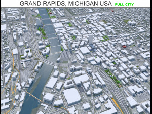 Grand Rapids city Michigan USA 40km 3D Модель
