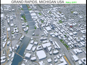 Grand Rapids city Michigan USA 40km 3D Model