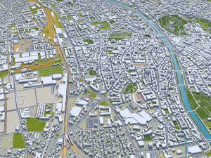 Graz city Austria 40km 3D Model