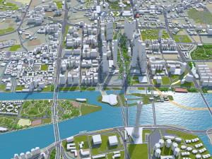 Guangzhou city China 220km 3D Model