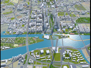 Guangzhou city China 220km 3D Model