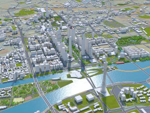 Guangzhou city China 220km 3D Model