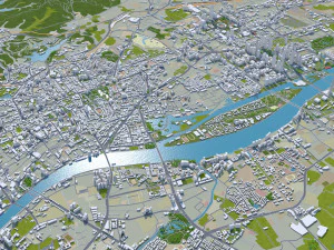 Guangzhou city China 220km 3D Model