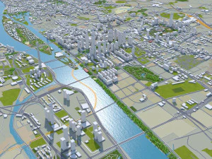 Guangzhou city China 220km 3D Model