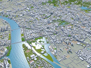 Guangzhou city China 220km 3D Model