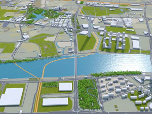 Guangzhou city China 220km 3D Model