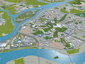 Guangzhou city China 220km 3D Model
