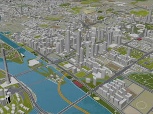 Guangzhou city China 220km 3D Model