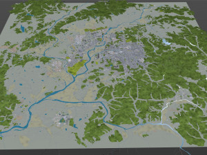 Gwangju city South Korea 45km 3D Модель