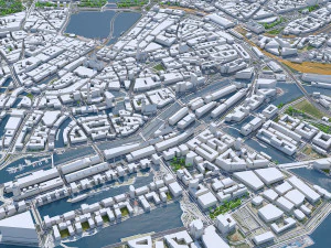 Hamburg city Germany 50km 3D Model