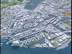 Hamburg city Germany 50km 3Dモデル