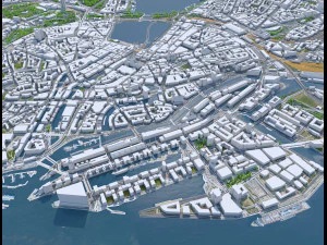 Hamburg city Germany 50km 3D Model