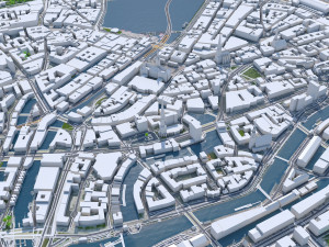 Hamburg city Germany 50km 3Dモデル