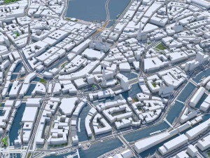 Hamburg city Germany 50km 3D Model