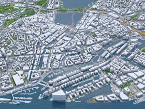 Hamburg city Germany 50km 3D Model