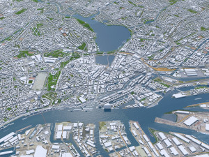 Hamburg city Germany 50km 3Dモデル