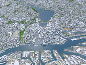 Hamburg city Germany 50km 3D Model