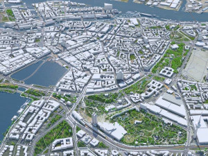 Hamburg city Germany 50km 3D Model
