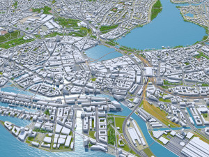Hamburg city Germany 50km 3Dモデル