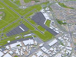 Hamburg city Germany 50km 3Dモデル