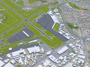 Hamburg city Germany 50km 3D Model