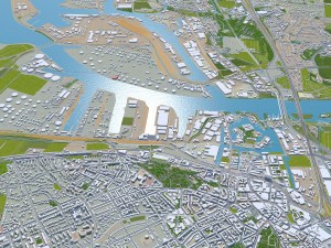 Hamburg city Germany 50km 3Dモデル