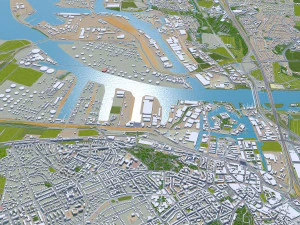 Hamburg city Germany 50km 3D Model