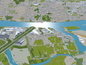Hamburg city Germany 50km 3Dモデル