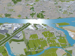 Hamburg city Germany 50km 3D Model