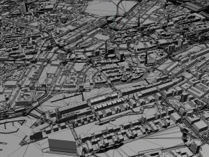 Hamburg city Germany 50km 3D Model