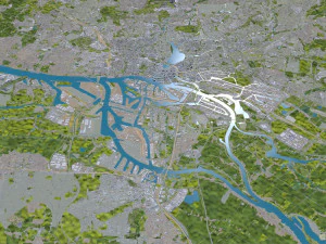 Hamburg city Germany 50km 3D Model