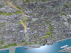 Hamburg city Germany 50km 3Dモデル