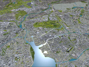 Hamburg city Germany 50km 3D Model