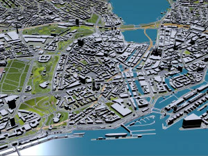 Hamburg city Germany 50km 3D Model