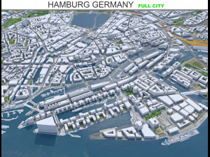Hamburg city Germany 50km 3D Model