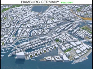 Citt&agrave; di Amburgo Germania 50 km Modello 3D