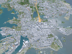 Helsinki city Finland 50km 3D Model