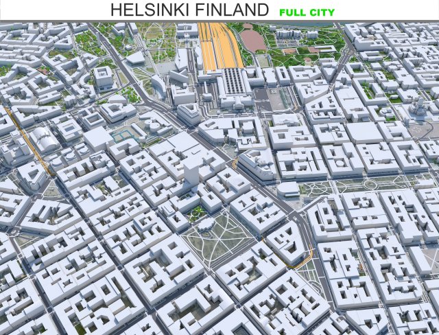 Helsinki city Finland 50km 3D Model .c4d .max .obj .3ds .fbx .stl .blend 