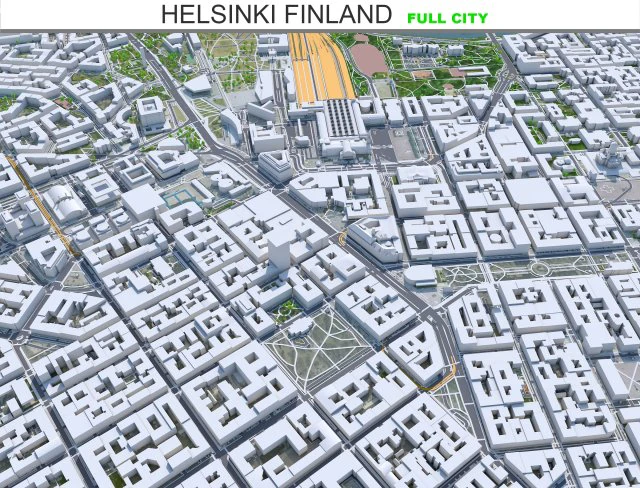 Helsinki city Finland 50km 3D Model .c4d .max .obj .3ds .fbx .stl .blend 