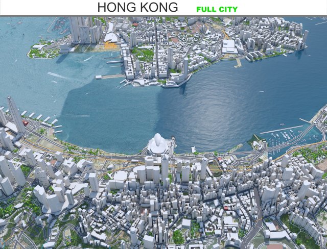 Hong Kong city 70km Modelo 3D .c4d .max .obj .3ds .fbx .stl .blend 